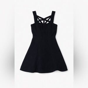 BCBGMAXAZRIA Black Fit & Flare Dress Crisscross Strap Back Size 4